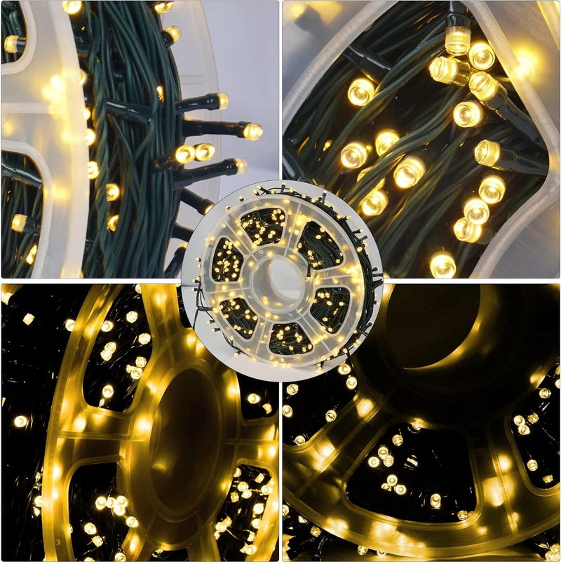 FUNPENY 164FT 500 LED Christmas Indoor Outdoor Decorative String Lights, 8 Modes Waterproof Green Wire LED Fairy Light for Christmas Party Wedding Garden Home Decoration (Warm White) - Image 3